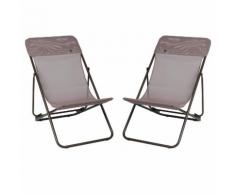 Chilienne multiposition pliante en acier et toile Batyline (lot de 2) MAXI TRANSAT taupe