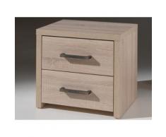 Table de chevet en bois finition chêne clair 2 tiroirs ALINE