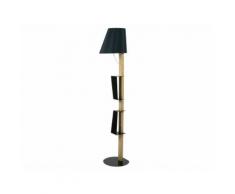 Lampadaire droit avec étagères en métal et bois hauteur 177cm DAISY noir noir
