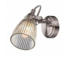 Spot simple pour salle de bain en métal chromé et verre strié diamètre 9cm Lada transparent transparent
