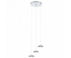 Suspension 3 lumières LED en métal chromé diamètre 28cm Tarugo gris gris