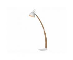 Lampadaire arc orientable en bois et métal hauteur 143cm CURF blanc blanc