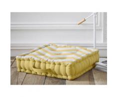Coussin de sol scandinave coton capitons jaune/blanc CALIFORNIA DREAM