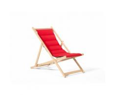 Chilienne pliante multiposition avec toile matelassée amovible COLORS rouge clair