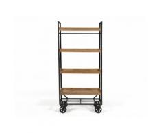 Etagère-Chariot industriel à roues fer et bois 4 plateaux L 82cm H173cm BUNBURY