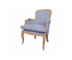 Fauteuil cabriolet tissu gris avec bois en bois PAULINE