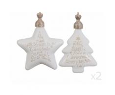 Set de 4 suspensions de Noël forme étoile et sapin en verre PURE