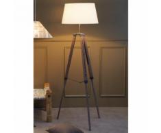Lampadaire trépied en bois avec abat jour en coton hauteur 163cm Octave blanc blanc