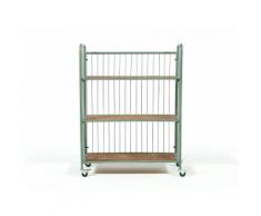 Etagère-Chariot industriel à roulettes en fer 3 plateaux en bois H 109cm