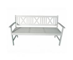 Banc de jardin 3 places en acacia FSC avec dossier ajouré NORMANDY blanc