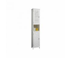 Colonne de salle de bain en bois 2 portes avec persiennes/1 niche H170cm JASDAN droite