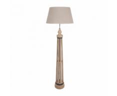 Lampadaire forme phare en bois avec abat jour en toile de jute hauteur 158cm Vinci beige beige