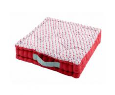 Coussin de sol en coton rouge capitonné motif triangle ISOCELE