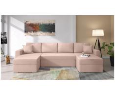 JUSTyou Savio Canape panoramique Rose Tissu structure
