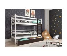 JUSTyou Nodi Lit superposé Blanc Chocolat 80x185 cm