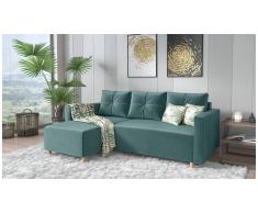 JUSTyou Livenza Canapé d'angle Turquoise Velours