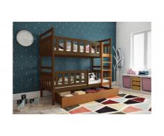 JUSTyou Tobi Lit superposé Noyer Aulne 80x160 cm