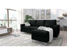 JUSTyou Eli Canapé d'angle Noir Velours