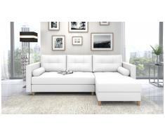 JUSTyou Nana Canape d'angle Blanc Cuir synthetique