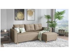 JUSTyou Livenza Canapé d'angle Beige Tissu structure