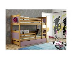 JUSTyou Leon Lit superposé Aulne Violet 80x160 cm