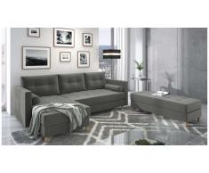 JUSTyou Kaito Canape d'angle Gris Velours