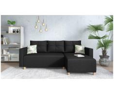 JUSTyou Lamone Canapé d'angle Noir Tissu structure