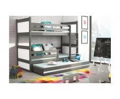 JUSTyou Lora+lit supplémentaire Lit Anthracite Blanc