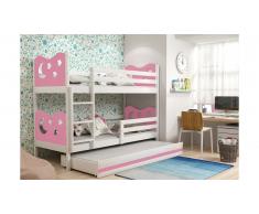 JUSTyou Ola+lit supplémentaire Lit Blanc Rose