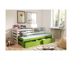 JUSTyou KOBI III Lit gigogne enfant Blanc Vert