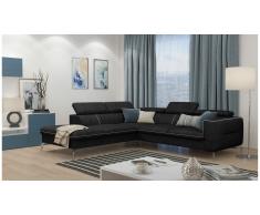 JUSTyou Diogo Canapé d'angle Noir Velours