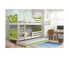 JUSTyou Ola+lit supplémentaire Lit Blanc Vert