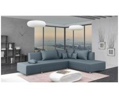 JUSTyou Livia Canapé d'angle Bleu Velours