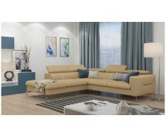 JUSTyou Diogo Canapé d'angle Latte Tissu structuré