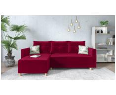 JUSTyou Lamone Canapé d'angle Rouge Velours