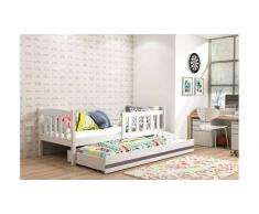 JUSTyou Frank+lit supplémentaire Lit Blanc Anthracite