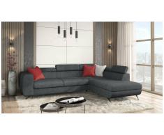 JUSTyou Corina Canapé d'angle Gris Velours