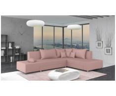 JUSTyou Livia Canapé d'angle Rose Tissu structuré