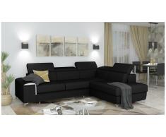 JUSTyou Caio Canapé d'angle Noir Tissu structuré