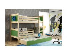 JUSTyou Leon Lit superposé Pin Vert 80x185 cm