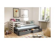 JUSTyou KOBI III Lit gigogne enfant Blanc Graphite