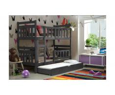 JUSTyou Tom Lit superposé Anthracite 80x160 cm