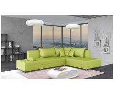 JUSTyou Livia Canapé d'angle Vert Cuir synthétique