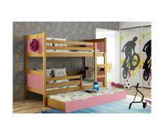 JUSTyou Leon Lit superposé Aulne Rose 80x185 cm