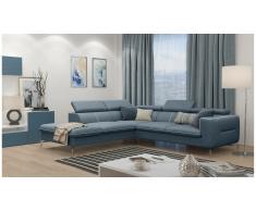 JUSTyou Diogo Canapé d'angle Bleu Velours