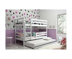 JUSTyou Kera+lit supplémentaire Lit Blanc Anthracite