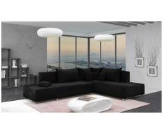 JUSTyou Livia Canapé d'angle Noir Velours