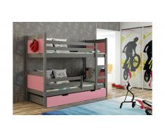 JUSTyou Leon Lit superposé Rose 80x185 cm