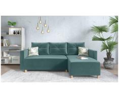 JUSTyou Lamone Canapé d'angle Turquoise Velours