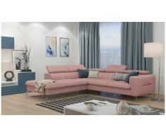JUSTyou Diogo Canapé d'angle Rose Tissu structuré